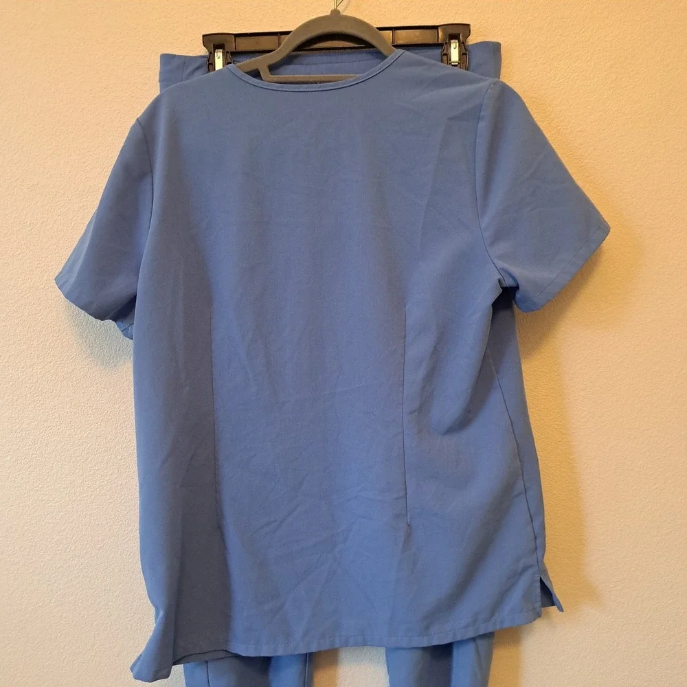 Figs Technical Collection Scrub Set Blue V-Neck Top Jogger Pants Small W18SW2005
